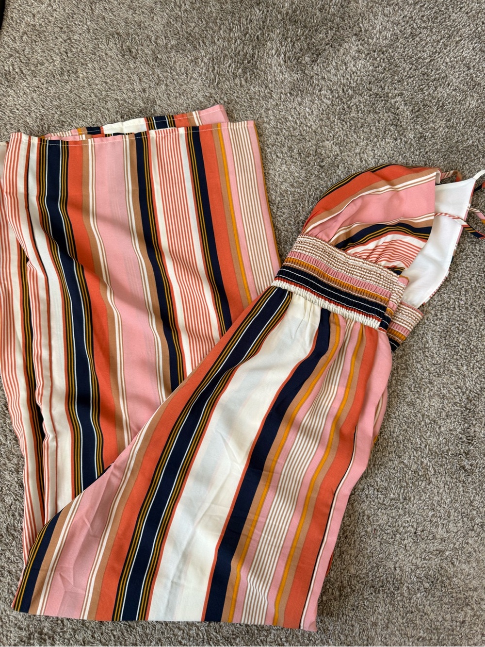 Timing Pink & Coral Striped Wide-Leg Jumpsuit